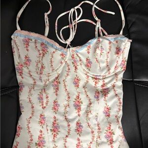 Edikted White Floral Corset Top